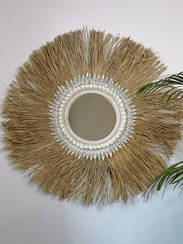 Boho Spiegel "Ibiza" Raffia Muscheln Boho Mirow Raffia Shells