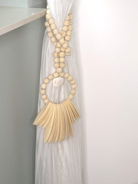 Boho Tassel, Holzkugeln Kette mit Muschel