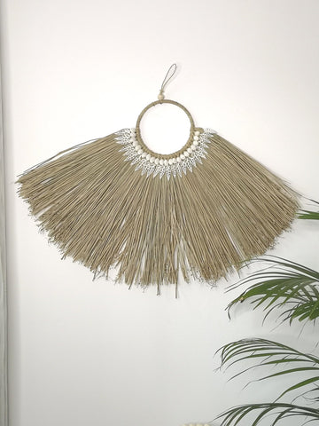 Reduziert SALE Boho Wand Deko, Wall Decor "Karimunjawa Island" Alang Alang Gras Muscheln