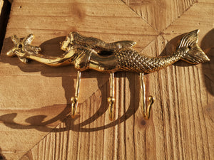 Garderobenhaken Meerjungfrau Messing-Mix Wall Hook Mermaid brass