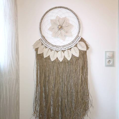 Traumfänger Dream catcher Raffia Makramee Muscheln Shells Boho-Stil