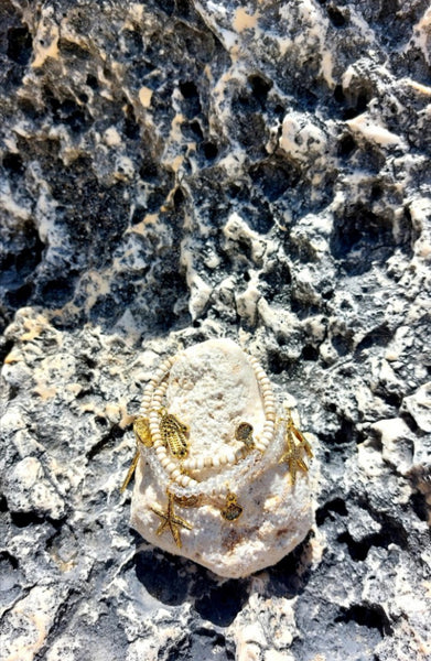 Armband "Marista" Hamsa Hand Seestern Muschel Münze Beach Vibes Starfish Shell Coin Jewelry