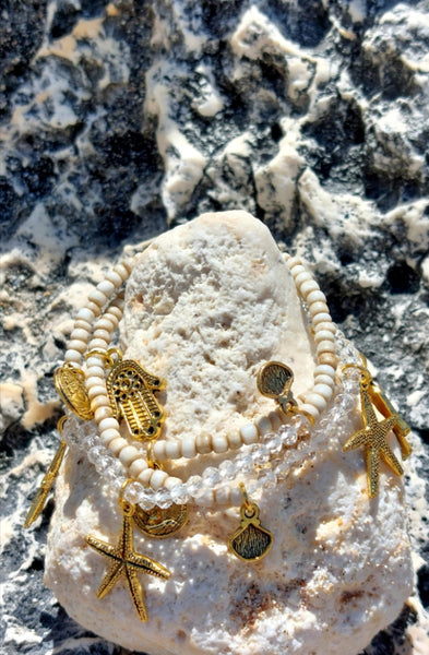 Armband "Marista" Hamsa Hand Seestern Muschel Münze Beach Vibes Starfish Shell Coin Jewelry